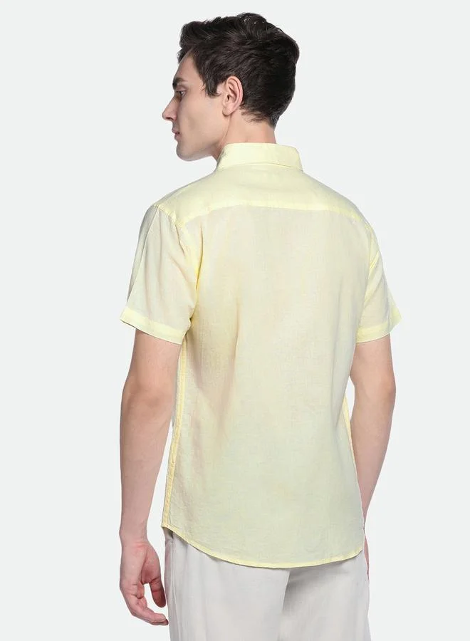 دينيس لينغو Solid Cotton Casual Shirt by Styli