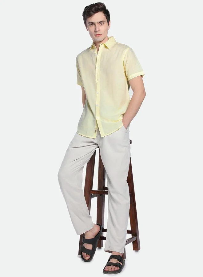 دينيس لينغو Solid Cotton Casual Shirt by Styli