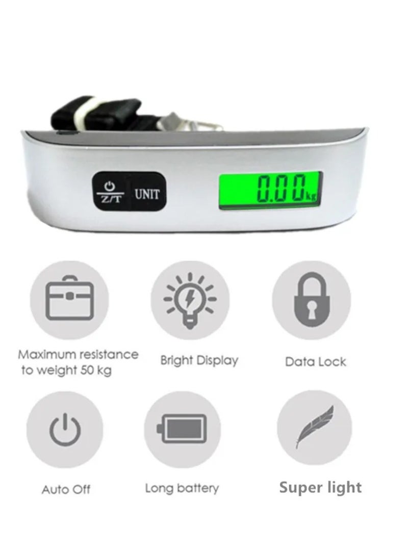 جيهام مقياس وزن الأمتعة الرقمي المحمول بشاشة LCD أسود/فضي - Image 2