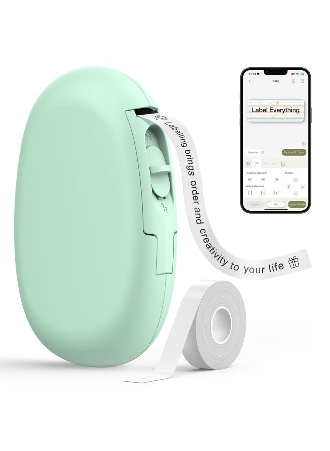 SUPVAN E10 Bluetooth Label Maker Machine with Continuous Waterproof Label, Portable Inkless Label Printer, App with 35 Fonts and 1000+ Icons, Sticker Printer for Home Office School, Green - Image 1