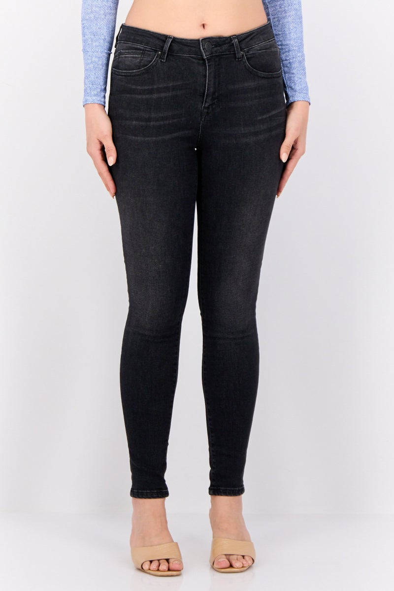 ESPRIT Women Skinny Fit Wash Stretchable Denim, Charcoal - Image 1