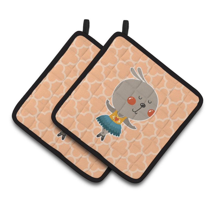 Caroline's Treasures ""Caroline's Treasures BB6727PTHD Ballerina Rabbit Pair of Pot Holders  7.5 x 7.5""""  Multicolor"" 