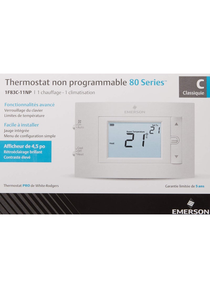 Emerson Emerson 1F83C-11NP Conventional (1H/1C) Non-Programmable Thermostat, White  - Image 3