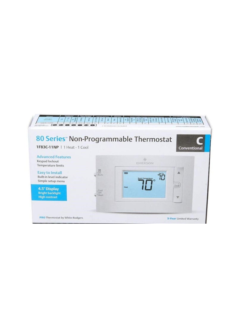 Emerson Emerson 1F83C-11NP Conventional (1H/1C) Non-Programmable Thermostat, White  - Image 2