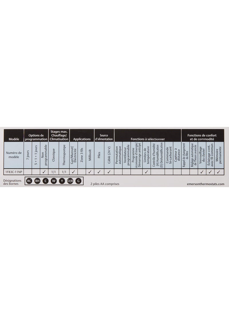 Emerson Emerson 1F83C-11NP Conventional (1H/1C) Non-Programmable Thermostat, White  - Image 5