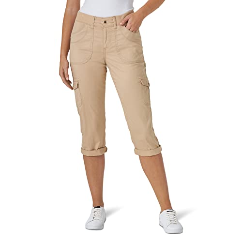 Lee Women's Relaxed Fit Austyn Knit Waist Cargo Capri Pant, Café, 6 - Image 1