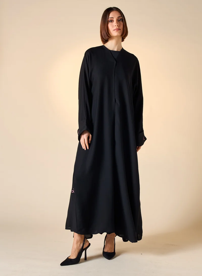 Hadiyath Al Madinah HM - Embroidered Abaya with Bow Details