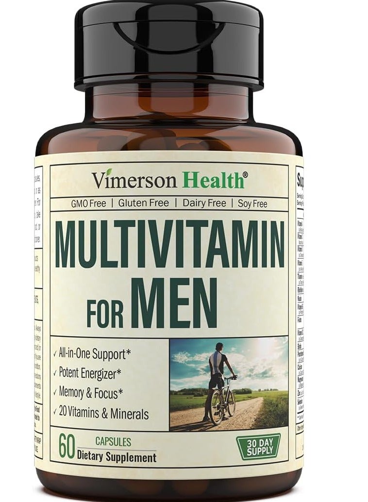Vimerson Health Multivitamin for Men for Men for Energy, Focus, Stamina Performance, Mens Health. 60 Capsules 30 Servings - Image 1