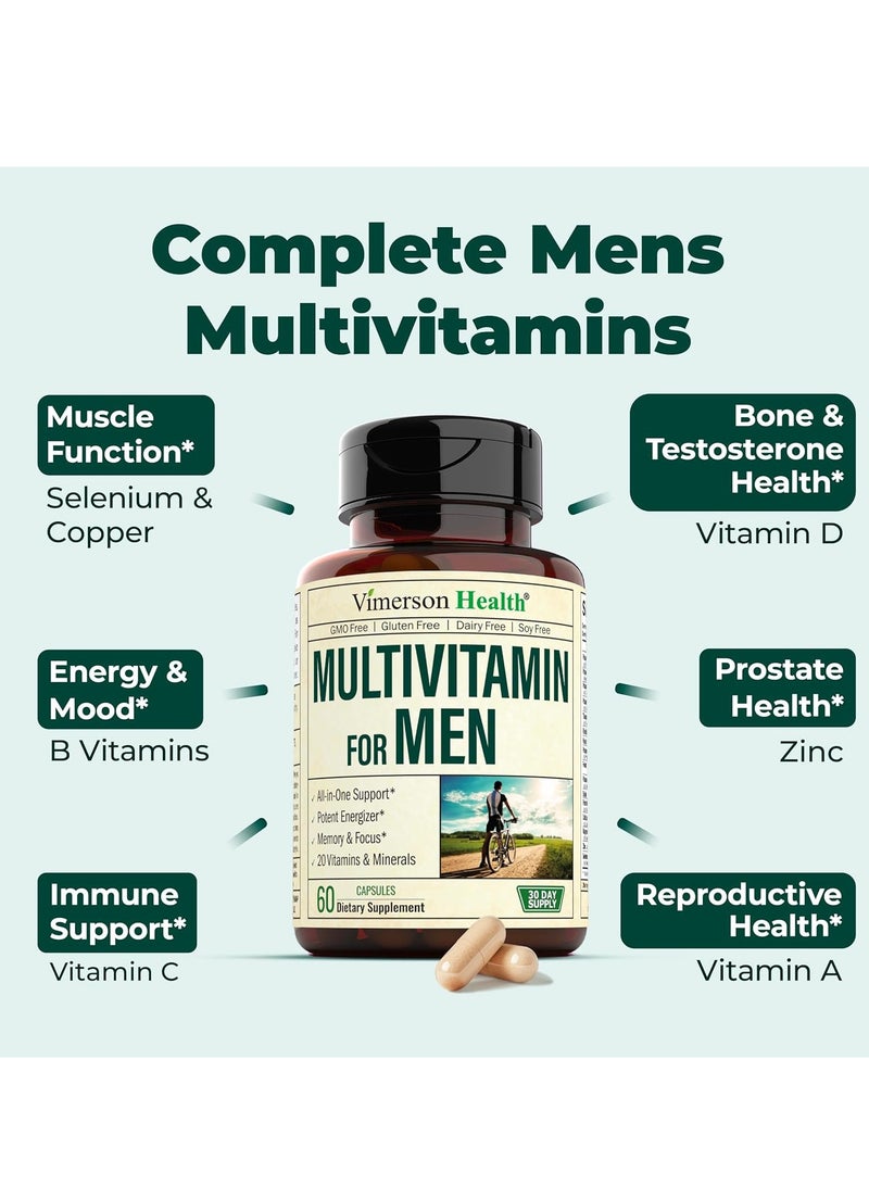 Vimerson Health Multivitamin for Men for Men for Energy, Focus, Stamina Performance, Mens Health. 60 Capsules 30 Servings - Image 2