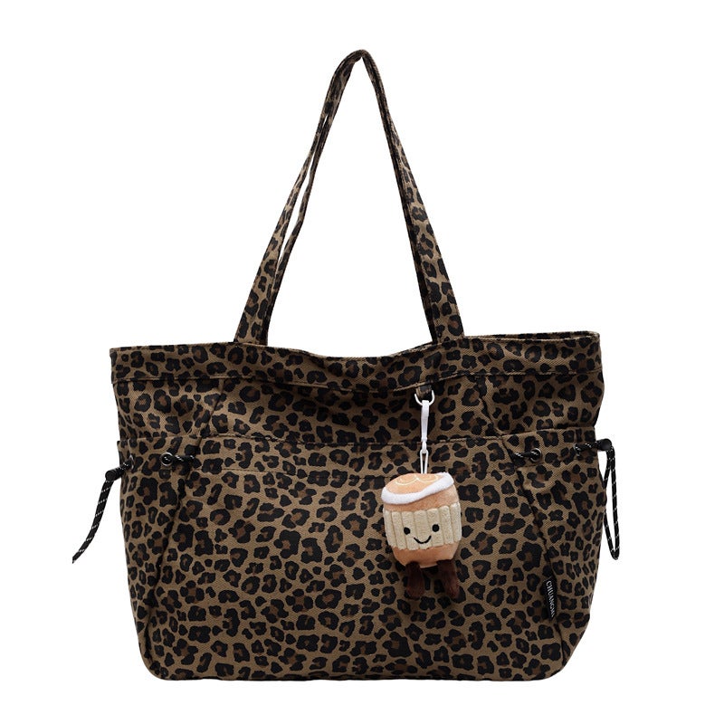 Korean Style Ins Lazy Retro Leopard Print Artistic Shoulder Crossbody Bag High-Grade All-Match Student Tote Bag