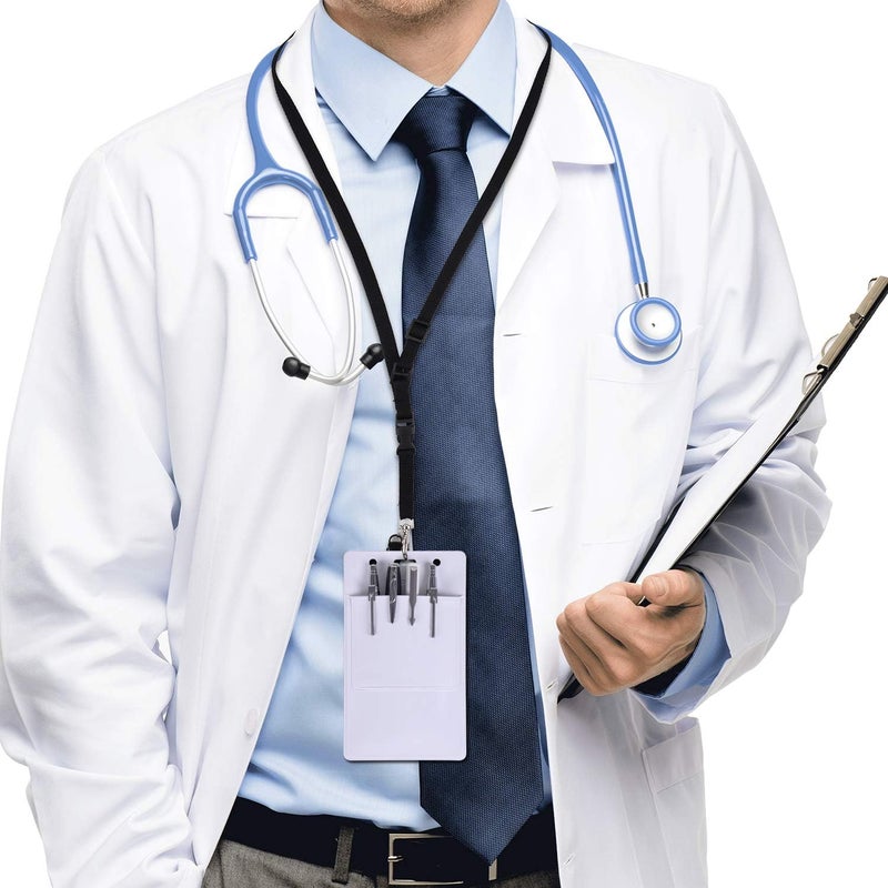 Wisdompro 5 Pack Heavy Duty Pocket Protector for Shirts, Lab Coats, Pants - Multi-Purpose- Holds Pens, Pointers, Cards, and Notes. Top is Pre-Slotted for Lanyard and Has Holes for Nametag - White - Image 4