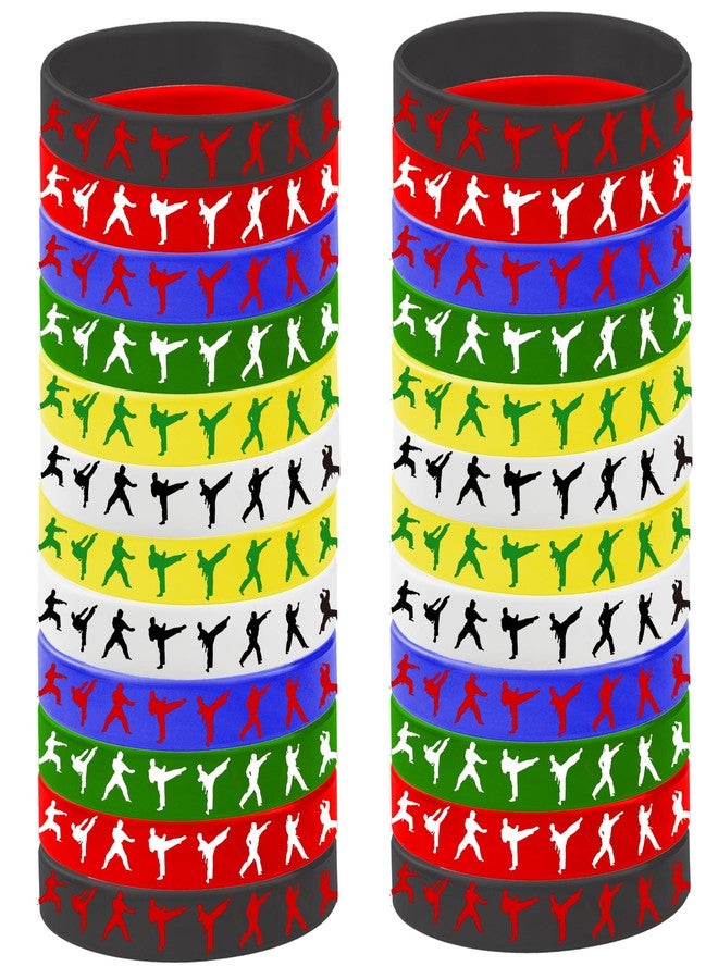 CupaPlay 24PCS Taekwondo Karate Rubber Wristbands Kung Fu Wrestling Theme Party Supplies Decorations Birthday Baby Shower Silicone Wristbands Party Favors - Image 1