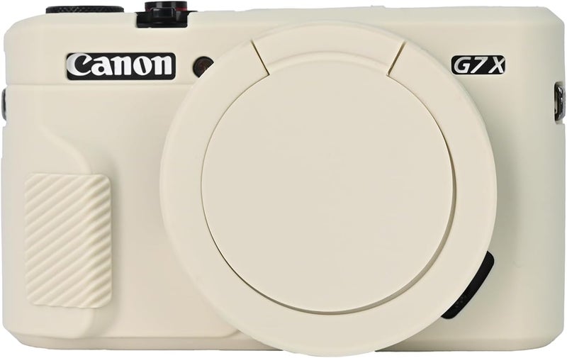 إيزي هود حقيبة G7X2، حقيبة كاميرا لـ Canon G7 X Mark II، غطاء حماية من السيليكون الناعم مع غطاء عدسة قابل للإزالة لكاميرا Powershot G7X Mark II DSLR - بيج - Image 1