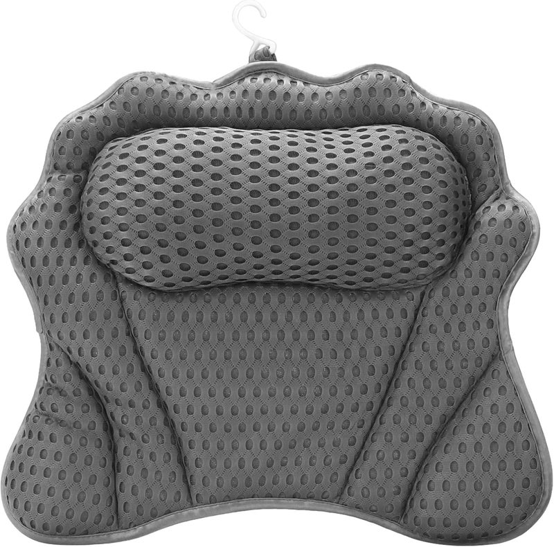 4D Mesh Bathtub Pillow, Head, Neck, and Back Support, 16.5 X 17.3 in, Ergonomic Wave Design, Non-Slip Suction Cups, Quick-Drying for Relaxation - Image 3