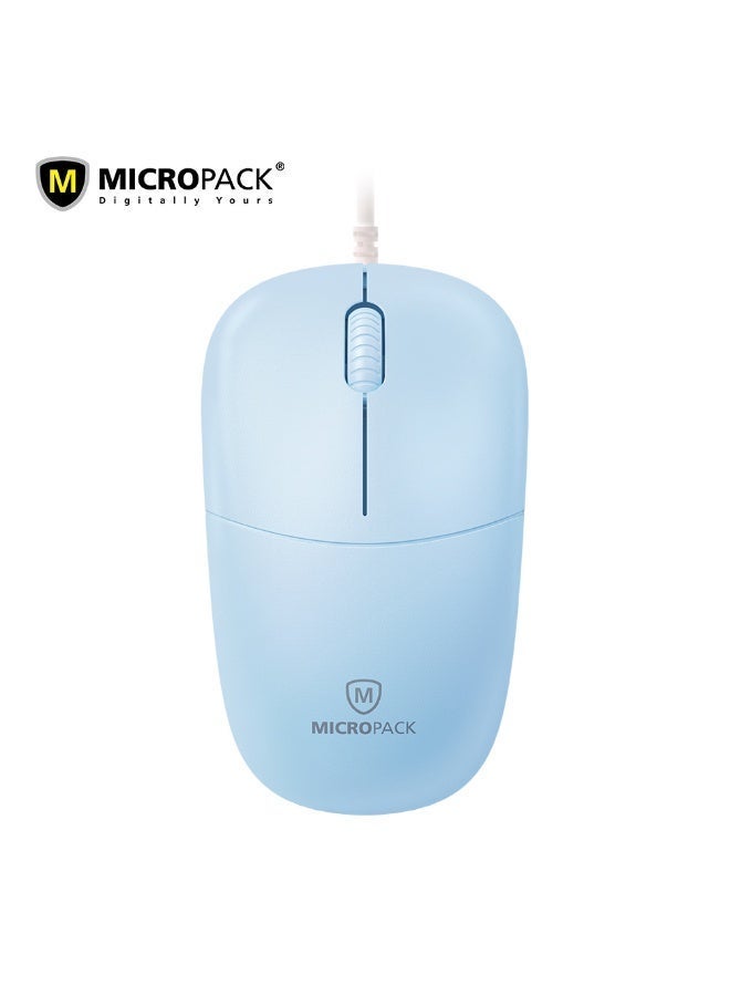 مايكروباك ماوس سلكي ضوئي Micropack M-105 - صغير الحجم، 1000 CPI، USB 2.0، أزرق - Image 1