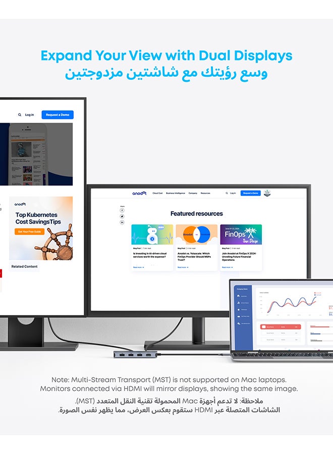 Anker 7-in-1 USB-C Hub, Dual Monitor USB C Docking Station, Dual HDMI Display, 100W Power Delivery, 10Gbps Data Transfers, USB Ports for MacBook Air/Pro, Dell XPS, iPad Pro, and More - Image 3