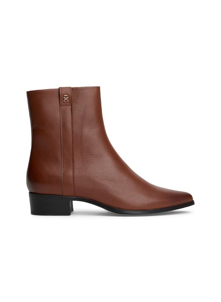 TOMMY HILFIGER Leather Pointy Zip Bootie - Image 1