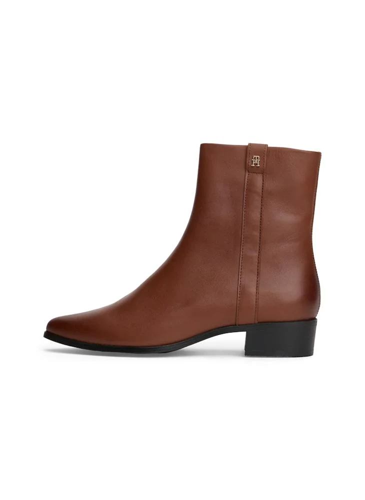 TOMMY HILFIGER Leather Pointed Toe Ankle Boots