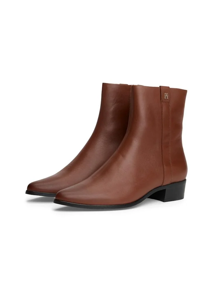 TOMMY HILFIGER Leather Pointed Toe Ankle Boots
