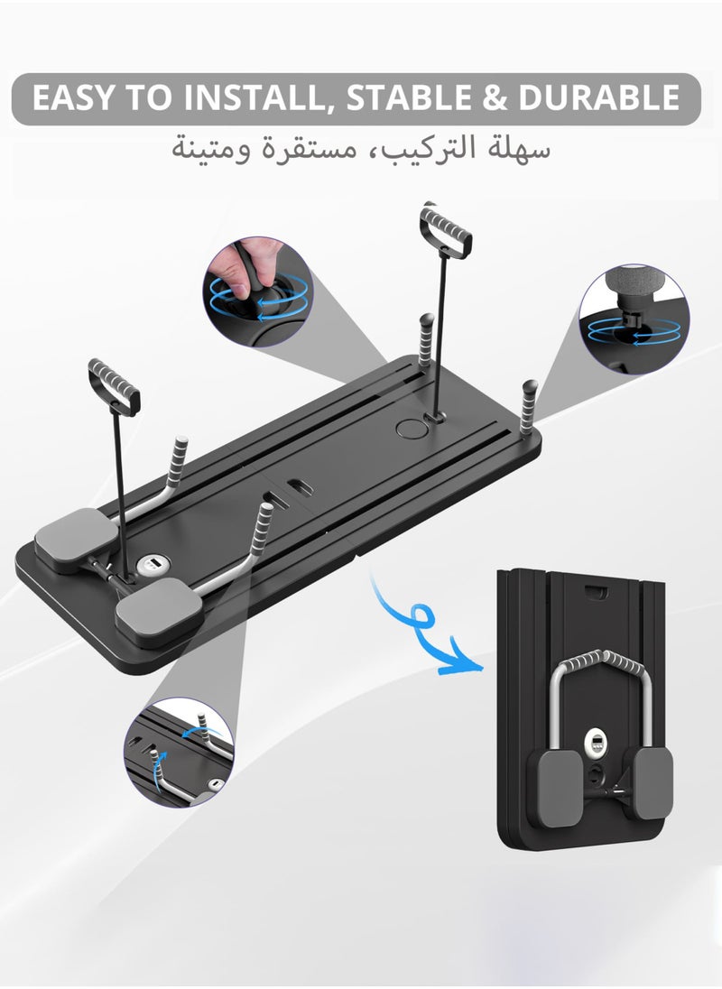 Jourvent - Pilates Board -  Pilates Reformer Set, Multi-Purpose Foldable Pilates Reformer Board for Home, 5 in 1 Pilates Sliding Board (Black) - Image 1