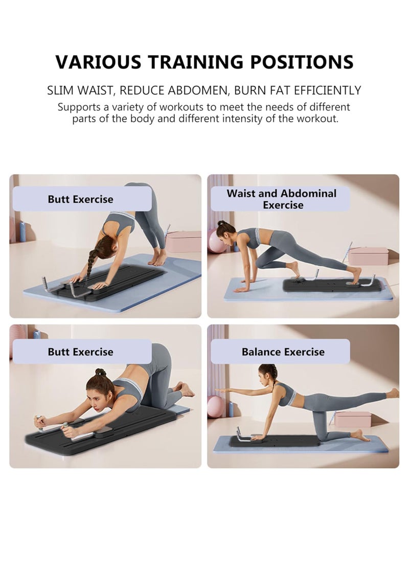 Jourvent - Pilates Board -  Pilates Reformer Set, Multi-Purpose Foldable Pilates Reformer Board for Home, 5 in 1 Pilates Sliding Board (Black) - Image 1