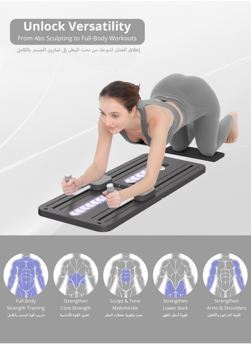 Jourvent - Pilates Board -  Pilates Reformer Set, Multi-Purpose Foldable Pilates Reformer Board for Home, 5 in 1 Pilates Sliding Board (Black) - Image 1