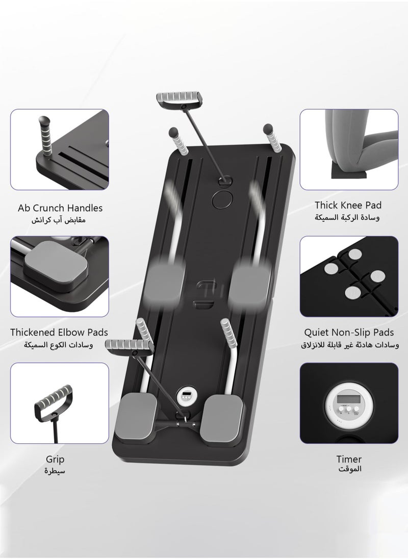 Jourvent - Pilates Board -  Pilates Reformer Set, Multi-Purpose Foldable Pilates Reformer Board for Home, 5 in 1 Pilates Sliding Board (Black) - Image 1