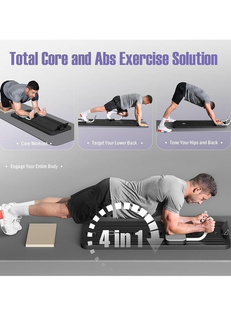 Jourvent - Pilates Board -  Pilates Reformer Set, Multi-Purpose Foldable Pilates Reformer Board for Home, 5 in 1 Pilates Sliding Board (Black) - Image 1