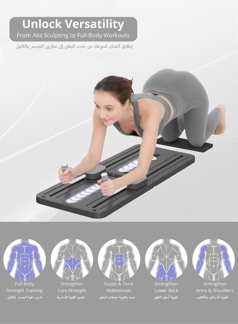 Jourvent 5-in-1 Pilates Reformer Board, Foldable Pilates Board for Home Workout, Ab Core Trainer Sliding Board, Multifunctional Abs Workout Equipment (Black) - Image 2