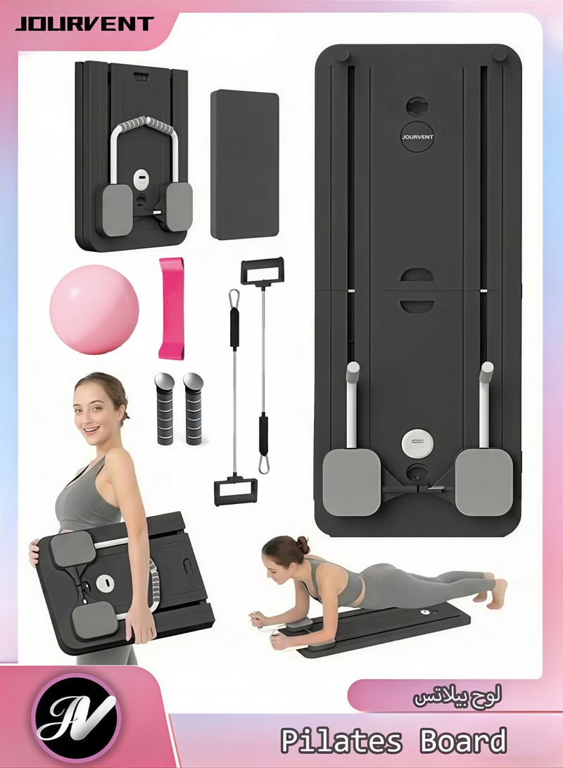 Jourvent 5-in-1 Pilates Reformer Board, Foldable Pilates Board for Home Workout, Ab Core Trainer Sliding Board, Multifunctional Abs Workout Equipment (Black) - Image 1