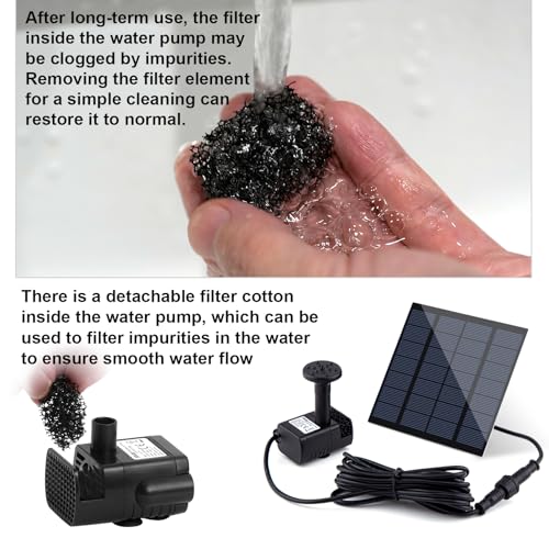 LAWOHO Solar Fountain Pump Kit with Separate Solar Panel, 1.8 W Upgraded Solar Water Pump with 3 M Long Cable & 4 Nozzles Solar Water Fountain for Bird Bath, Outdoor Pond, Patio Garden No Power Storage - Image 2