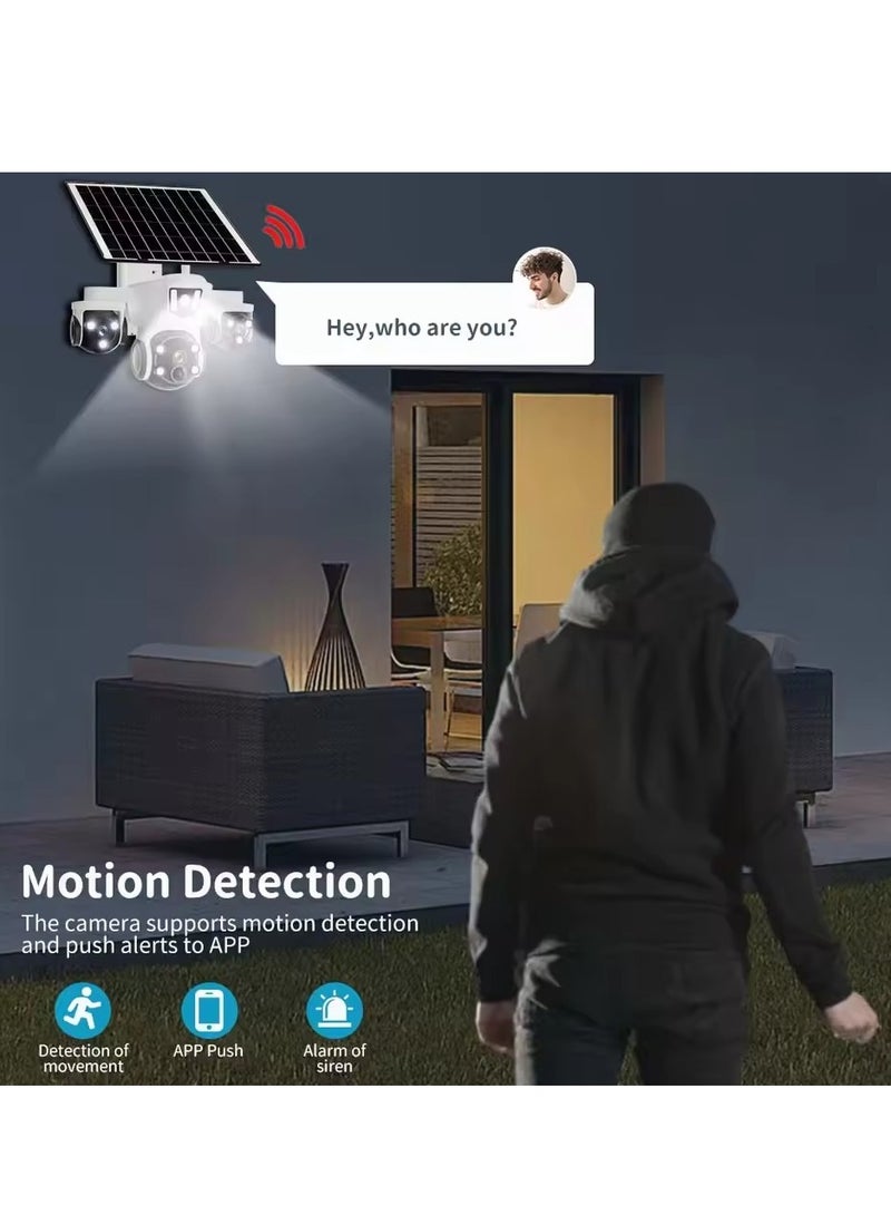 12MP 6K Solar 4G Secruity Camera True Triple Lens Triple View PTZ 360 Full Color Night Vision Outdoor PIR Human Detection，3 lenses show 3 views,  motion detection + red - blue alerts,  two - way talk—all - round! (With 128GB SD Card) - Image 5