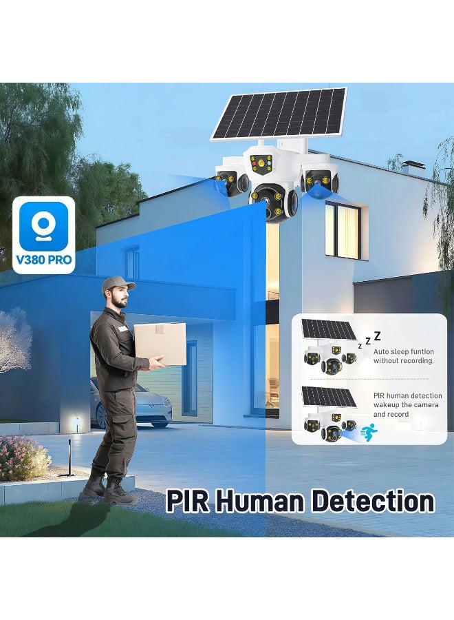 12MP 6K Solar 4G Secruity Camera True Triple Lens Triple View PTZ 360 Full Color Night Vision Outdoor PIR Human Detection，3 lenses show 3 views,  motion detection + red - blue alerts,  two - way talk—all - round! (With 128GB SD Card) - Image 4