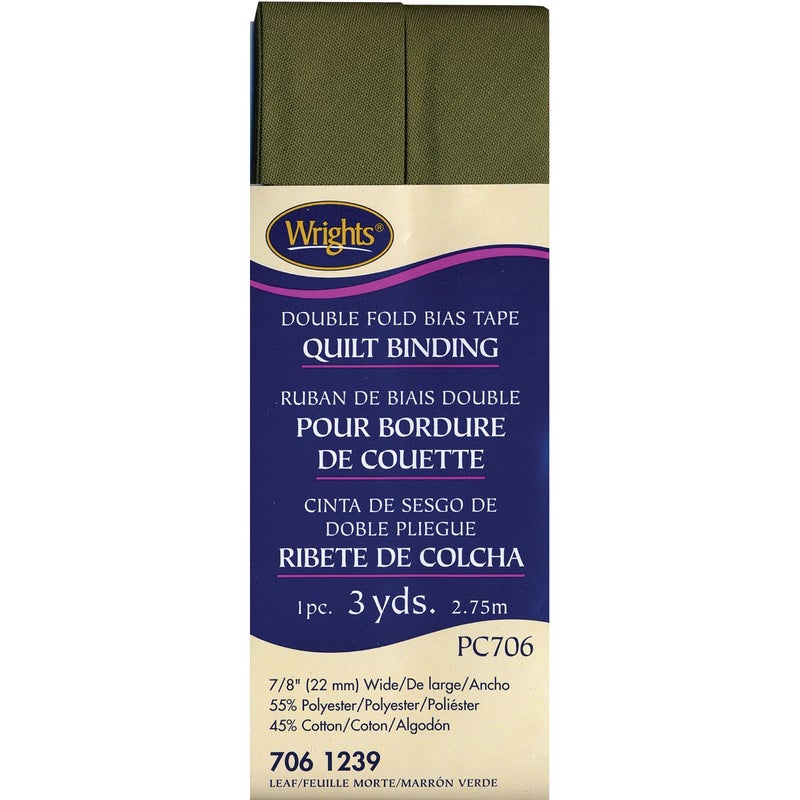 Wright Products Wrights Double Fold Quilt Binding 7/8" X3yd, Leaf