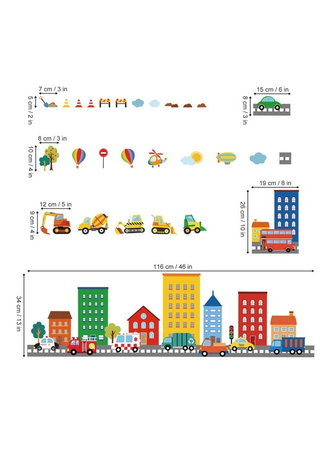 decalmile Transportation Road Wall Decals City Construction Cars Vehicles Trucks Wall Stickers Nursery Kids Bedroom Playroom Wall Decor - Image 4
