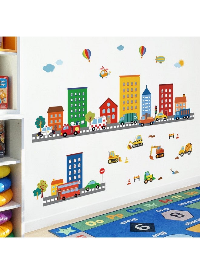 decalmile Transportation Road Wall Decals City Construction Cars Vehicles Trucks Wall Stickers Nursery Kids Bedroom Playroom Wall Decor - Image 2