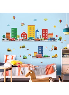 decalmile decalmile Transportation Road Wall Decals City Construction Cars Vehicles Trucks Wall Stickers Nursery Kids Bedroom Playroom Wall Decor  - Image 3