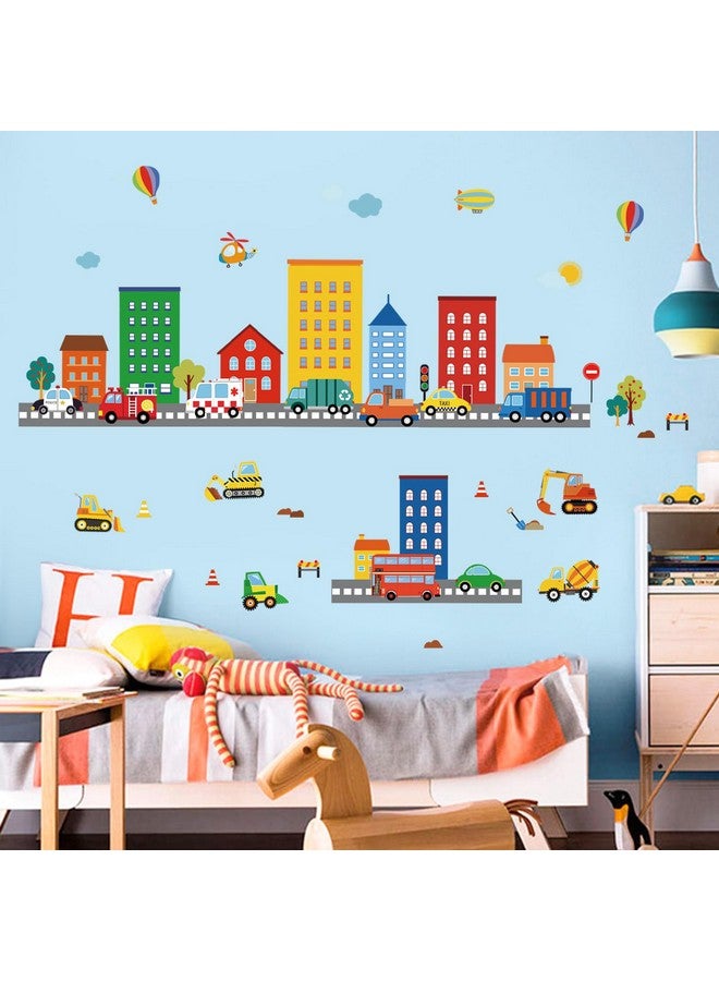decalmile Transportation Road Wall Decals City Construction Cars Vehicles Trucks Wall Stickers Nursery Kids Bedroom Playroom Wall Decor - Image 3