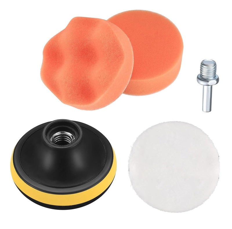 DOUSHI 5 Pcs Polishing Pads Kit, 3 Inch Sponge Buffing Pads, woolen buffer pads, drill adapter, suction cup, for Car Polishing, Waxing, Sealing Glaze (3Inch-5Pcs-M10) - Image 1