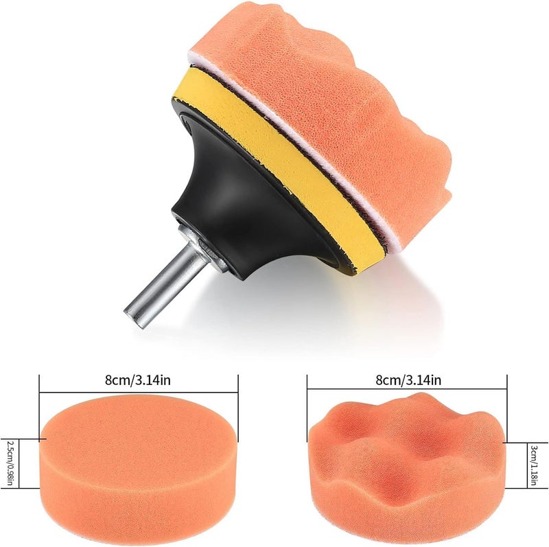 DOUSHI 5 Pcs Polishing Pads Kit, 3 Inch Sponge Buffing Pads, woolen buffer pads, drill adapter, suction cup, for Car Polishing, Waxing, Sealing Glaze (3Inch-5Pcs-M10) - Image 3