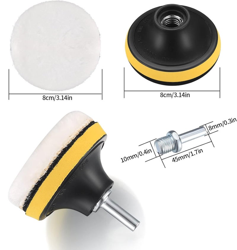 DOUSHI 5 Pcs Polishing Pads Kit, 3 Inch Sponge Buffing Pads, woolen buffer pads, drill adapter, suction cup, for Car Polishing, Waxing, Sealing Glaze (3Inch-5Pcs-M10) - Image 4