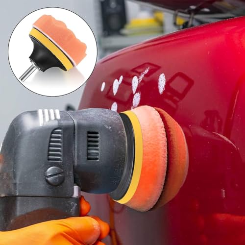 DOUSHI 5 Pcs Polishing Pads Kit, 3 Inch Sponge Buffing Pads, woolen buffer pads, drill adapter, suction cup, for Car Polishing, Waxing, Sealing Glaze (3Inch-5Pcs-M10) - Image 2