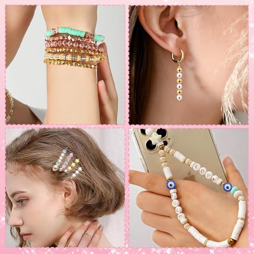 Looconi 1500pcs Silver Spacer Beads Set, Assorted Round Star Gold Beads for Bracelet Jewelry Making - Image 5