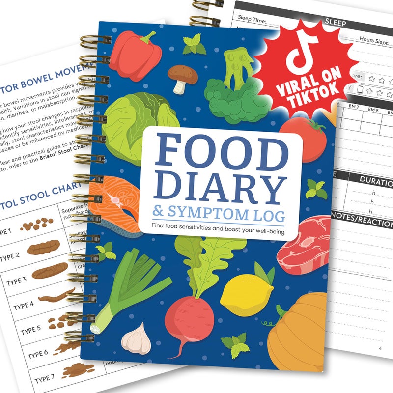 HAMIEW Food Diary and Symptom Log Book for Tracking Meals, Bowel Movements, Sleep, Reactions - Bristol Stool Chart, Notebook Journal for Low FODMAP, IBS, Allergies, Intolerance - Keto, Paleo, Whole30 - Image 1