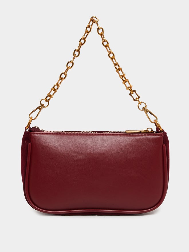 Styli Styli Chain Drop Velvet Look Baguette Bag - Image 4