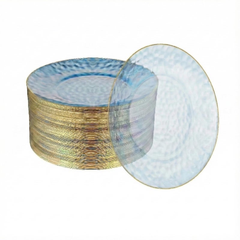 R-kay 100 Pack Silver Plastic Plates - 6 Inch Hammered Silver Rimmed Sturdy, Durable And Extra Heavy duty Silver Plastic Dessert Plates Disposable - Appetizer Plates Disposable For All Occasions - Image 1