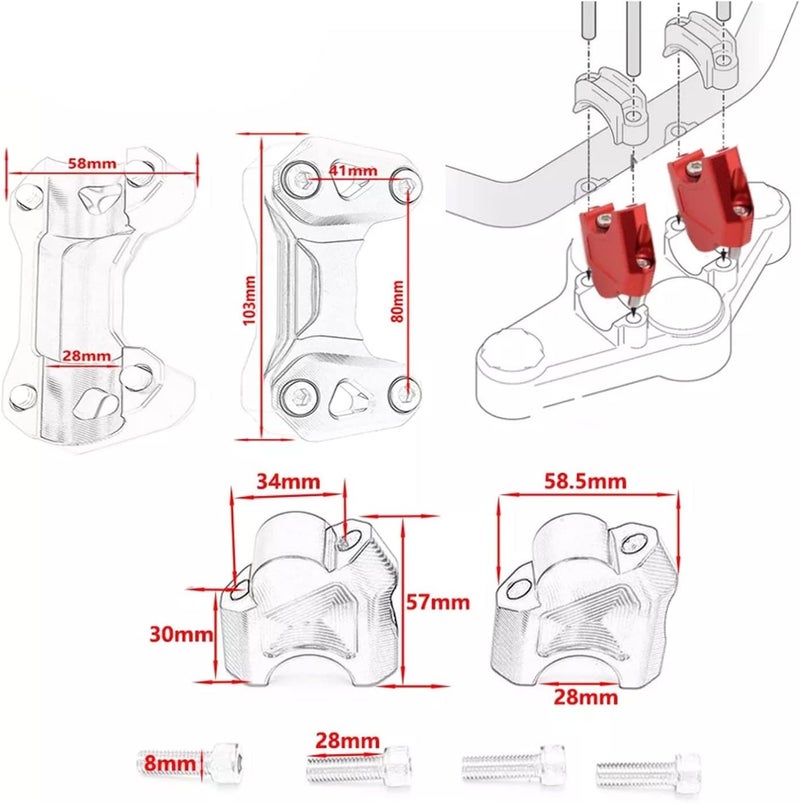 DEMULAX 11/8in 28mm Handlebar Risers for Motorcycles - Image 2