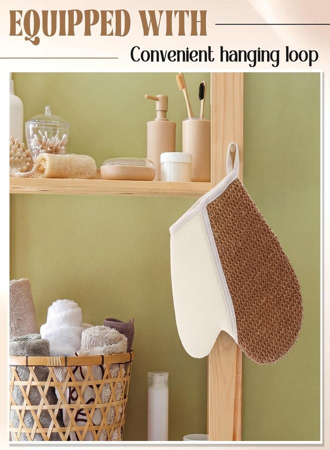 Teecyhooo 30 Pack Exfoliating Shower Gloves Jute Cotton Bath Mitts with Hanging Loop Deep Cleansing Body Scrubber Exfoliatorfor Body Bath Beauty Spa Massage Scrubs Men Women Bathing (Brown - Image 4