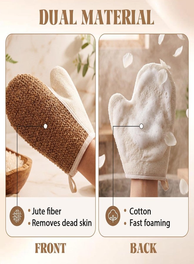 Teecyhooo 30 Pack Exfoliating Shower Gloves Jute Cotton Bath Mitts with Hanging Loop Deep Cleansing Body Scrubber Exfoliatorfor Body Bath Beauty Spa Massage Scrubs Men Women Bathing (Brown - Image 3