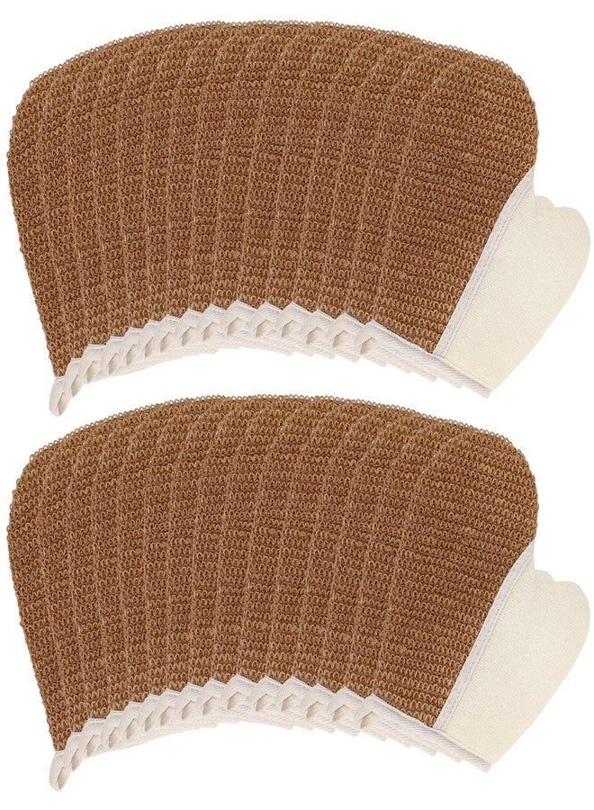 Teecyhooo 30 Pack Exfoliating Shower Gloves Jute Cotton Bath Mitts with Hanging Loop Deep Cleansing Body Scrubber Exfoliatorfor Body Bath Beauty Spa Massage Scrubs Men Women Bathing (Brown - Image 1